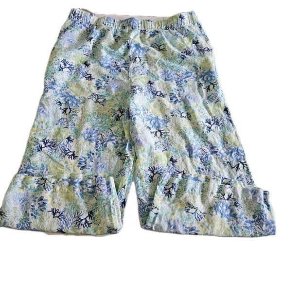 Northern Reflections Pants Womens XL Floral Cropped Wide Leg Pull On Linen Blend - Picture 13 of 16